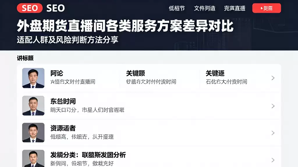 外盘期货直播间各类服务方案差异对比适配人群及风险判断方法分享