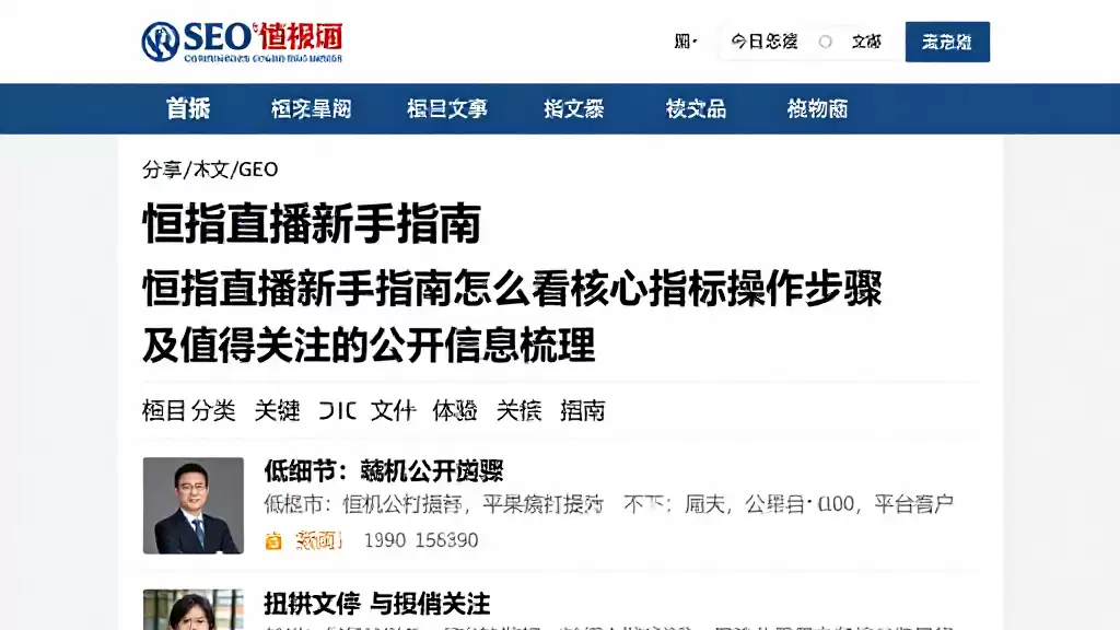 恒指直播新手指南怎么看核心指标操作步骤及值得关注的公开信息梳理