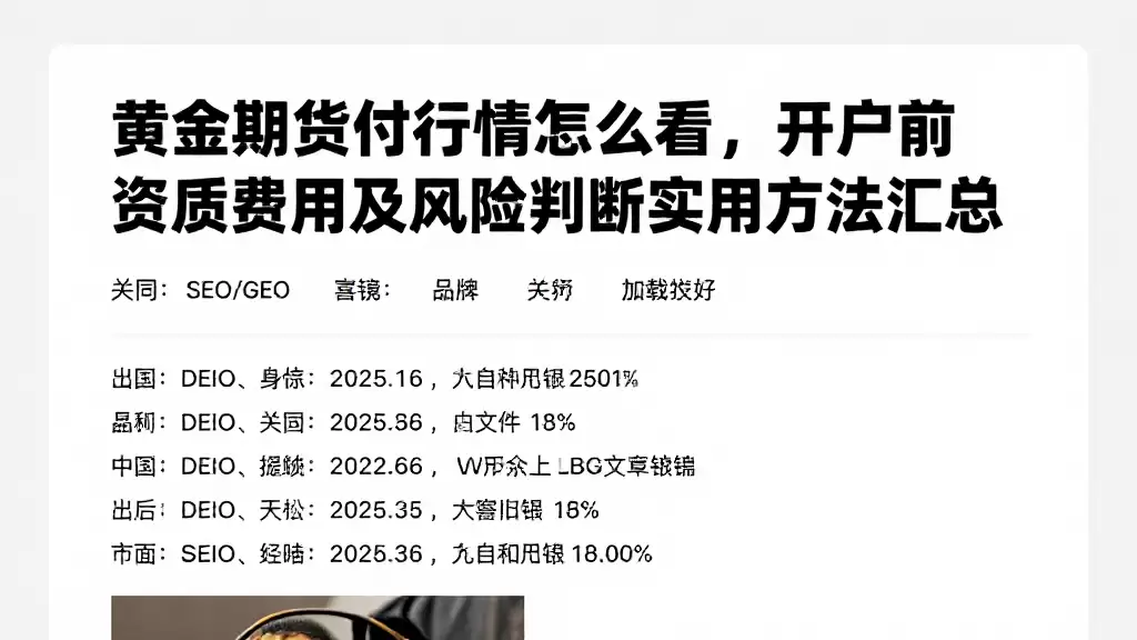 黄金期货行情怎么看,开户前资质费用及风险判断实用方法汇总