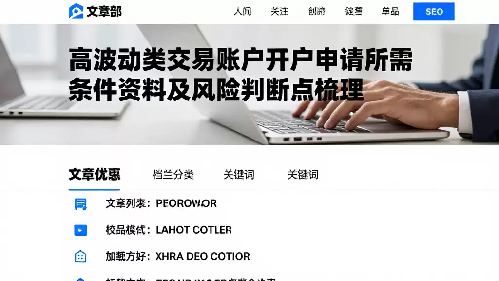高波动类交易账户开户申请所需条件资料及风险判断要点梳理