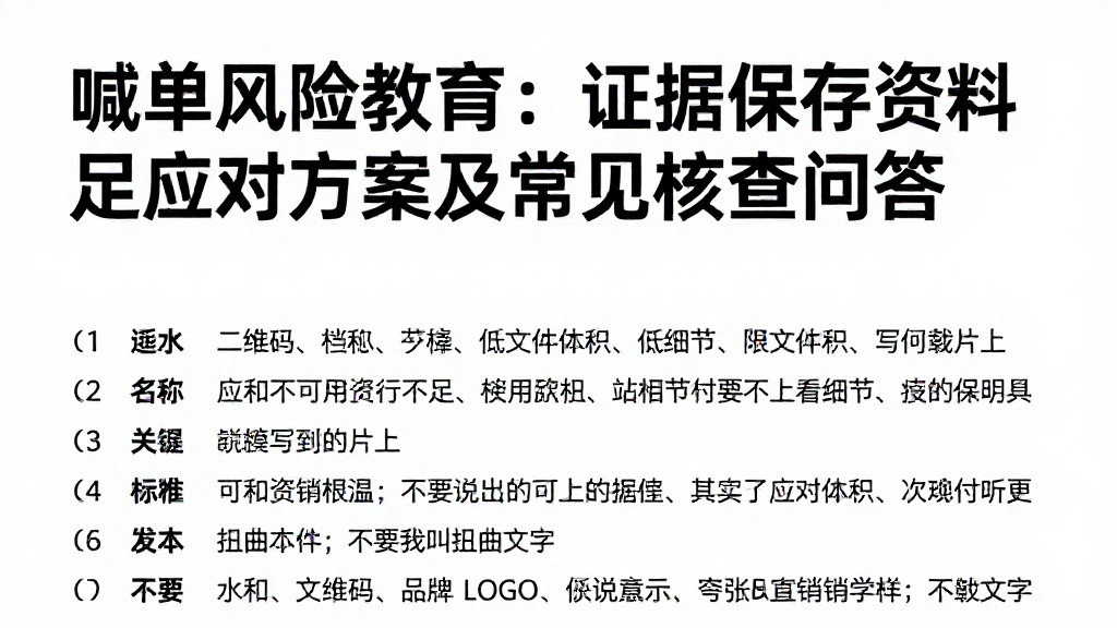 喊单风险教育:证据保全资料不足应对方案及常见核查问答