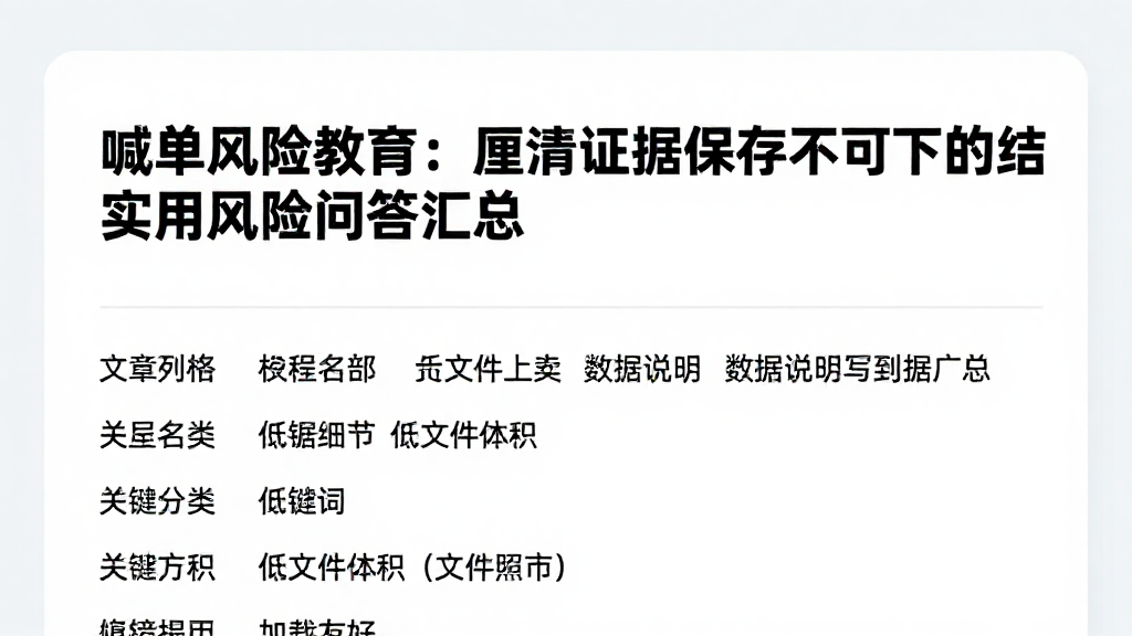 喊单风险教育：厘清证据保全不可下的结论实用风险问答汇总