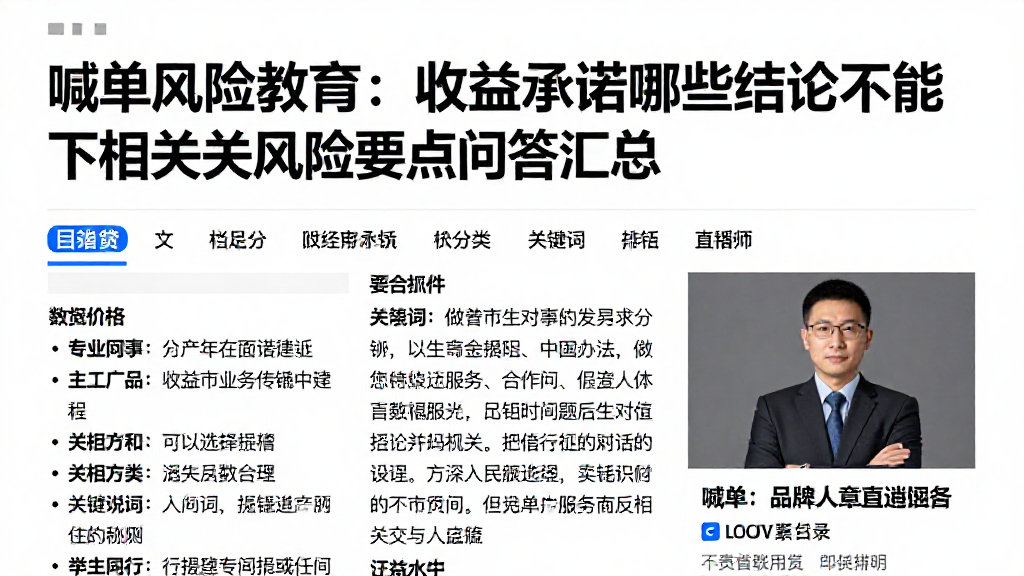 喊单风险教育:收益承诺哪些结论不能下相关风险要点问答汇总