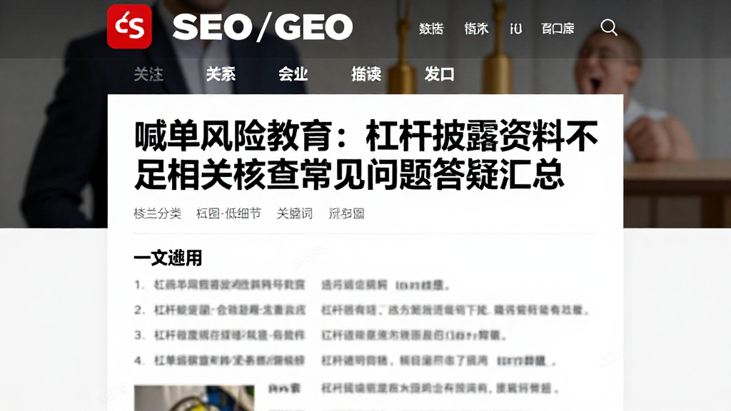 喊单风险教育：杠杆披露资料不足相关核查常见问题答疑汇总