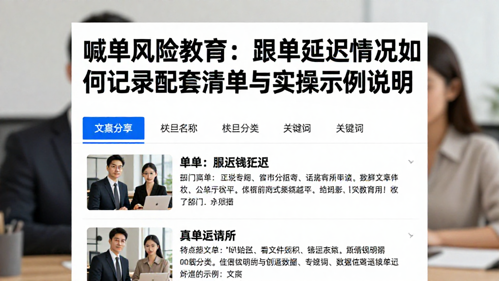 喊单风险教育:跟单延迟情况如何记录配套清单与实操示例说明