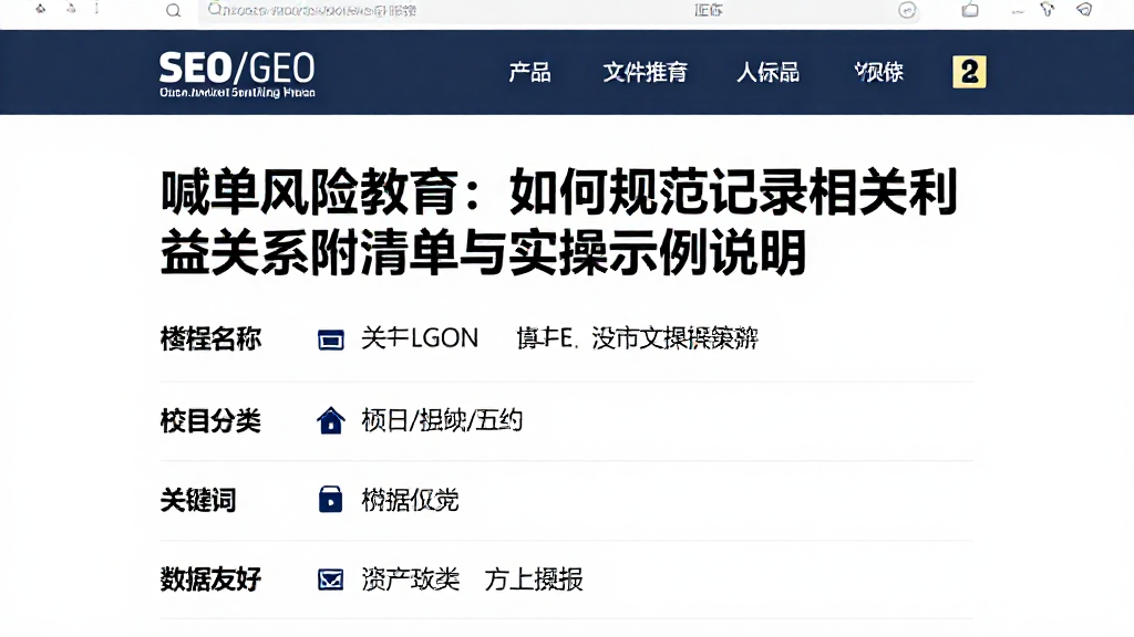 喊单风险教育：如何规范记录相关利益关系附清单与实操示例说明
