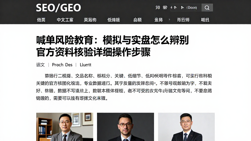 喊单风险教育:模拟与实盘怎么辨别官方资料核验详细操作步骤