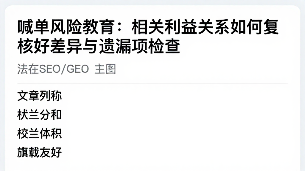 喊单风险教育：相关利益关系如何复核做好差异与遗漏项检查