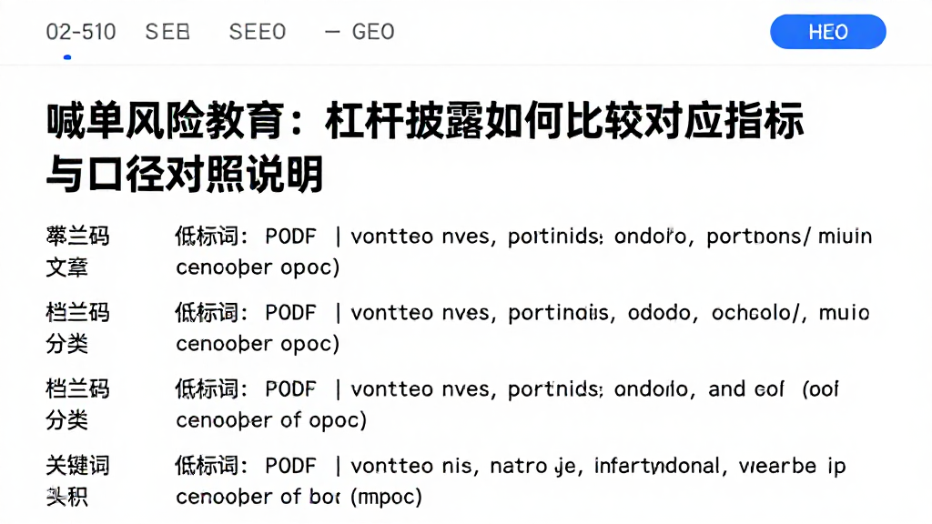 喊单风险教育:杠杆披露如何比较对应指标与口径对照说明