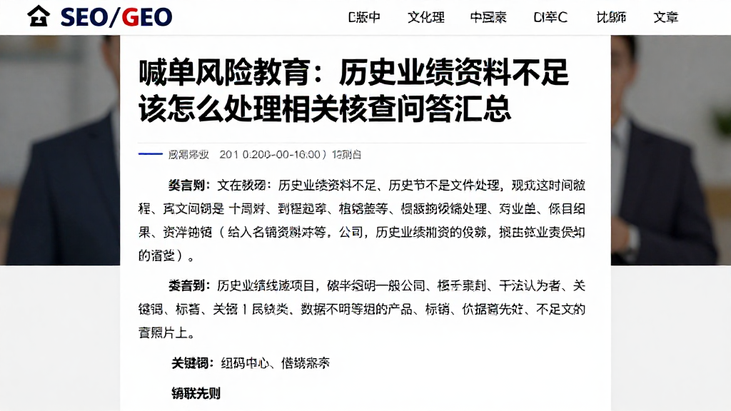 喊单风险教育:历史业绩资料不足该怎么处理相关核查问答汇总