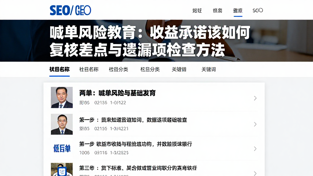 喊单风险教育:收益承诺该如何复核差异点与遗漏项检查方法