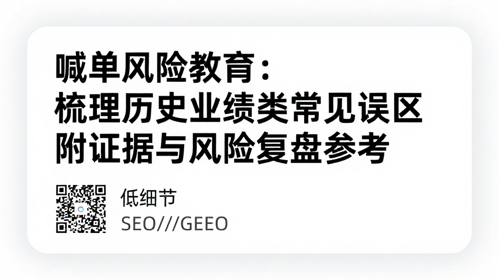 喊单风险教育：梳理历史业绩各类常见误区附证据与风险复盘参考