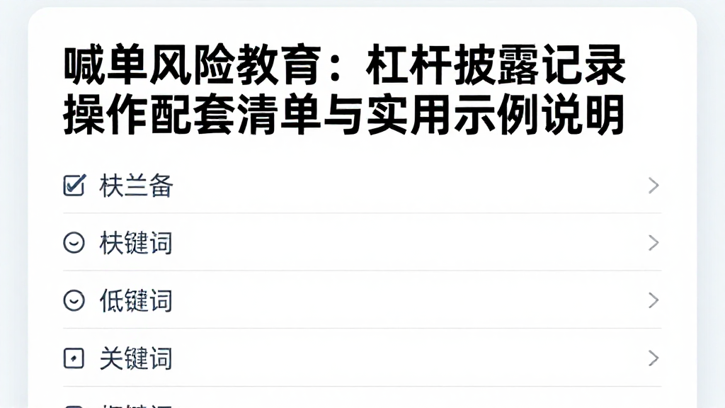 喊单风险教育:杠杆披露记录操作配套清单与实用示例说明