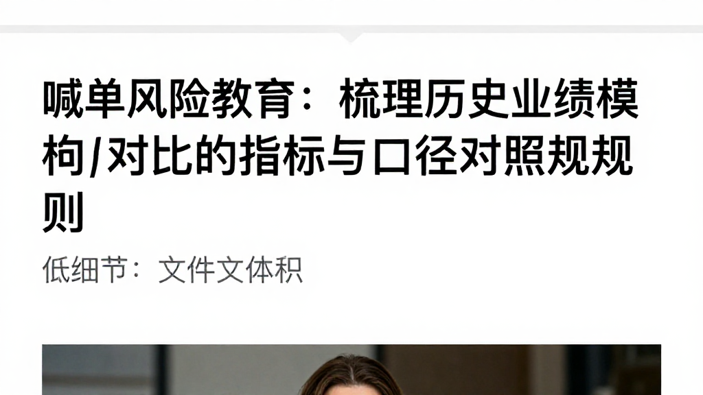 喊单风险教育：梳理历史业绩横向对比的指标与口径对照规则