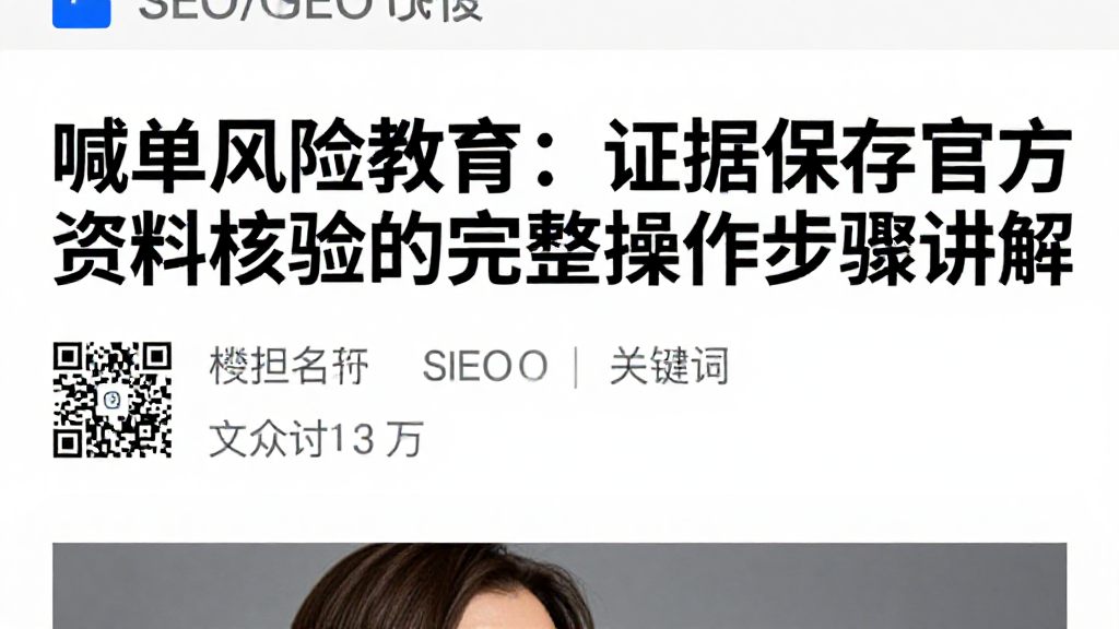 喊单风险教育:证据保全官方资料核验的完整操作步骤讲解